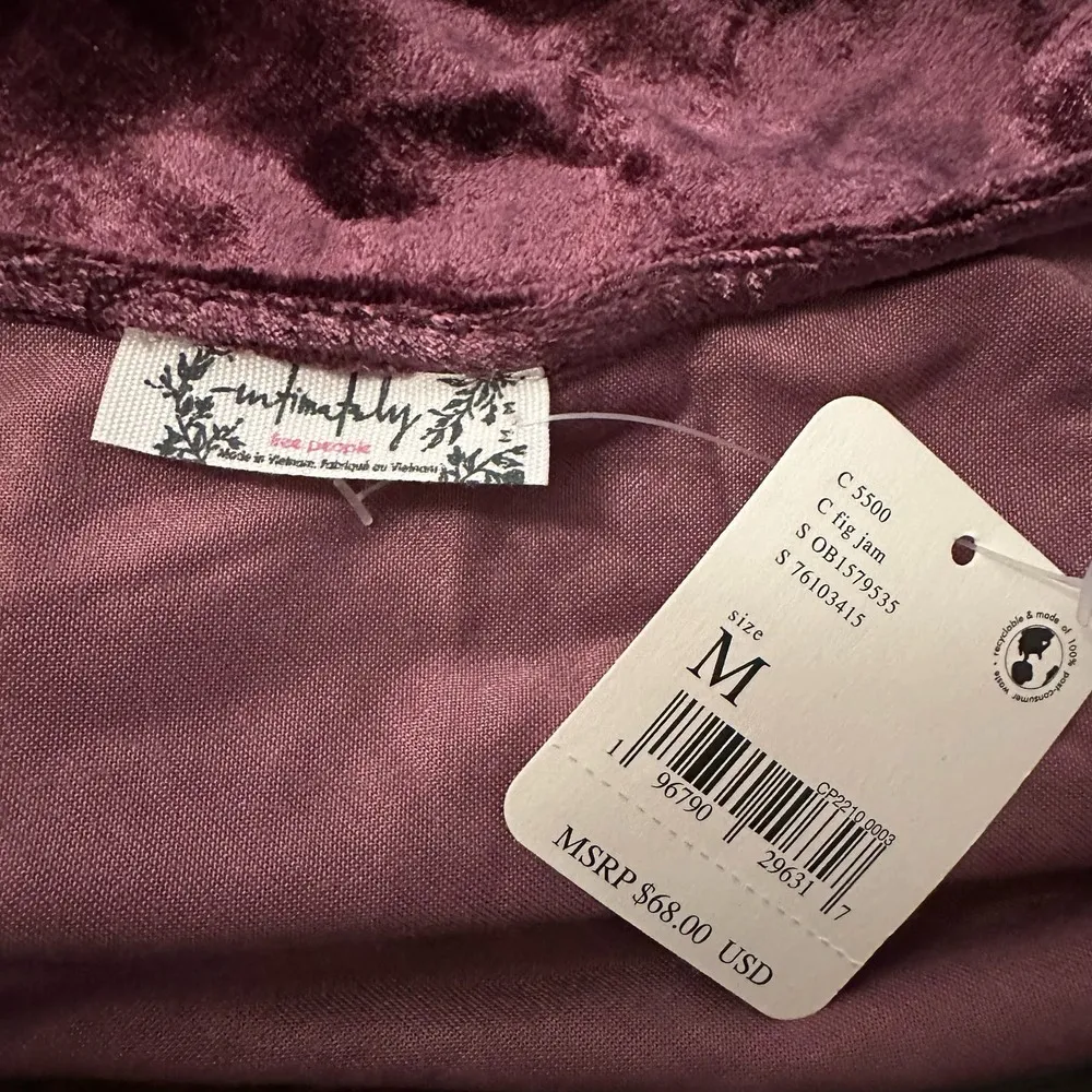 Free People Intimately purple velvet backless tank top size M NWT - Image 7