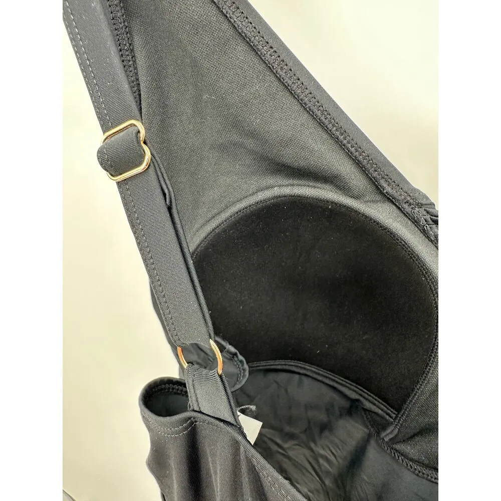 Susan Graver Womens Black Tankini Size 18W V Neck Gold Hardware Beach Swim Vaca - Image 7