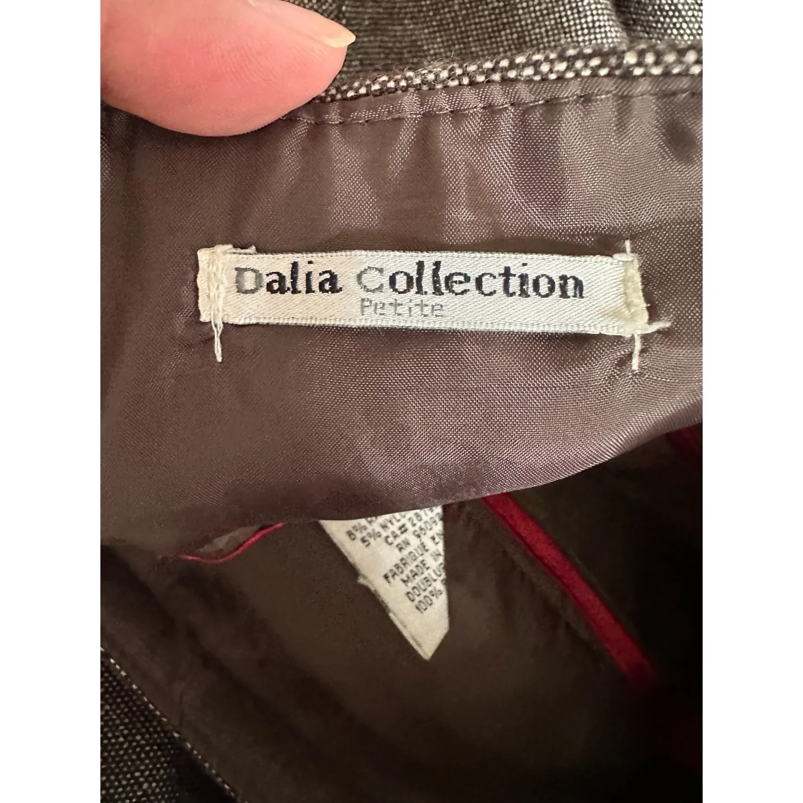 Dalia Collection Petite 8P Brown Wool Blend Tweed Pants Preppy Academia Career - Image 2