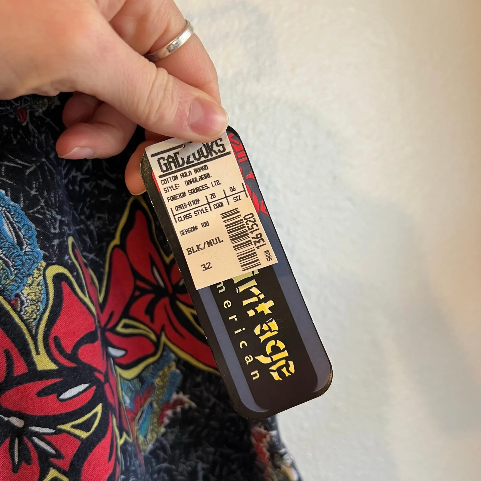 Deadstock 90s Hawaiian Tropical Masc Board Shorts USA Made Size Medium Gray - Image 5