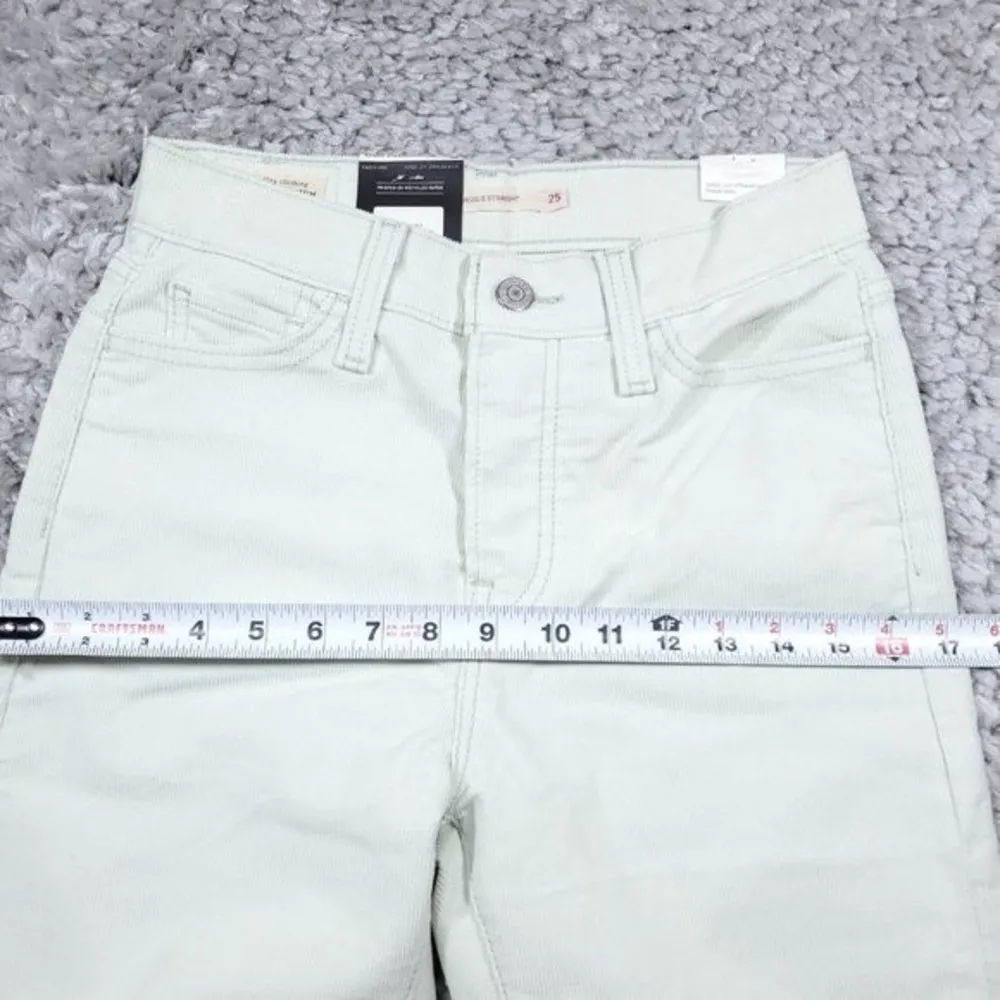 Levi’s Premium Wedgie Straight Corduroy Jeans Pants 25 x 28 Pastel Green Seafoam - Image 11