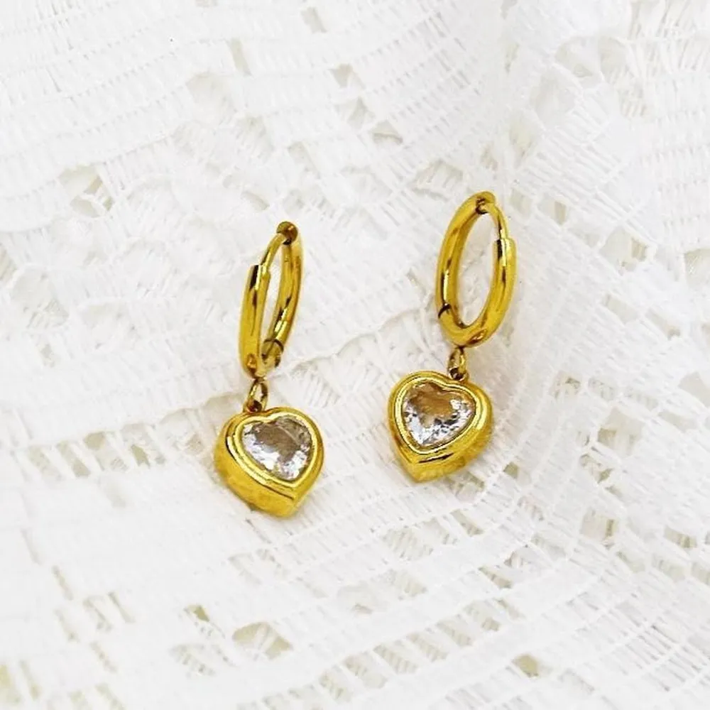 18k Gold Plated Heart Hoop Earrings - Image 3
