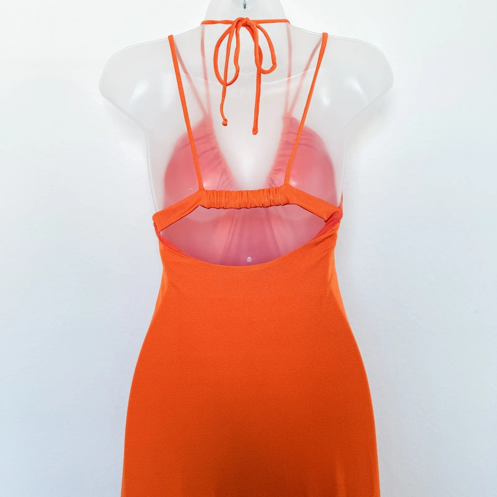 Jonathan Simkhai Womens‎ Dress S Orange Hayes Halter Maxi Y2K Resort Euro Summer - Image 8