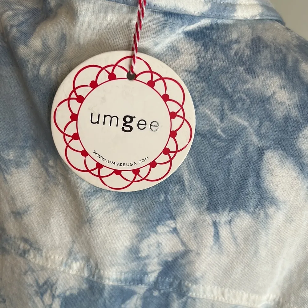 Umgee Tie Dye Boyfriend Button Down Shirt Blue White - Image 4