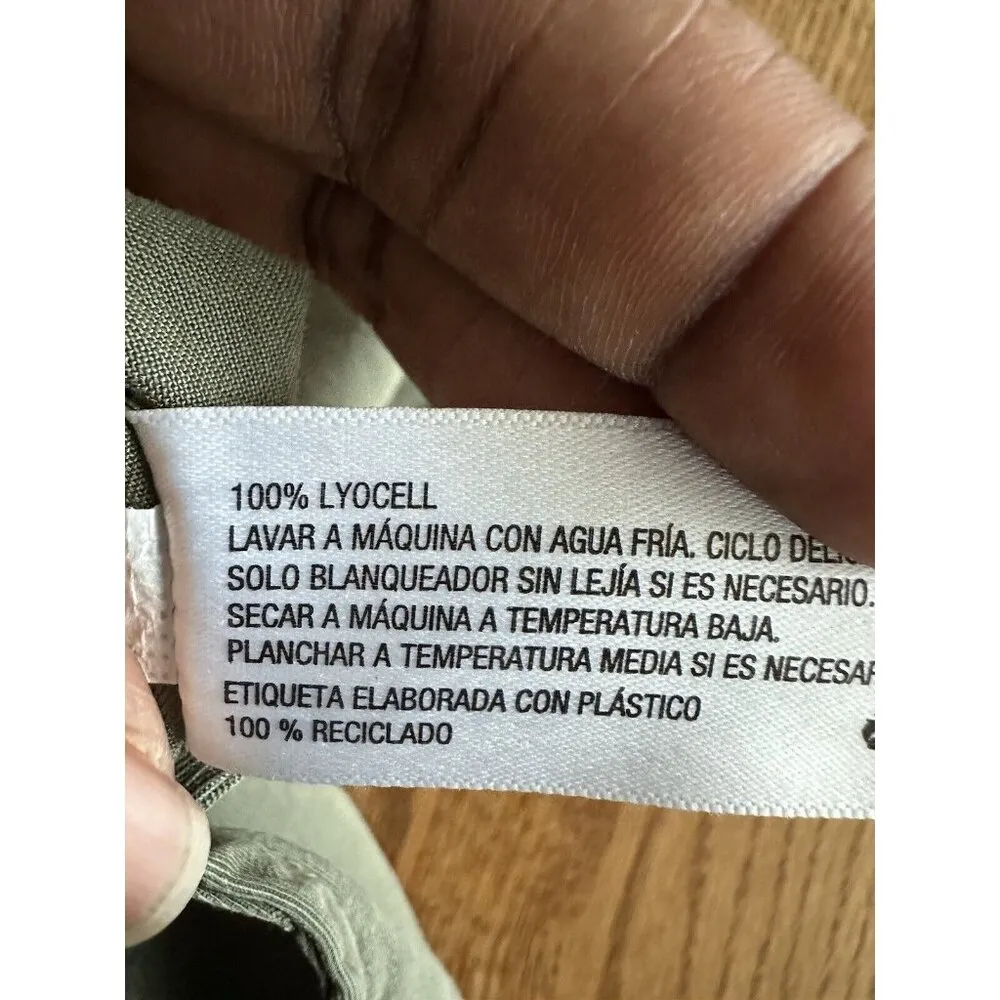 Merona Women M Olive Green Long Sleeve Button Up Shirt Dress Casual - Image 9