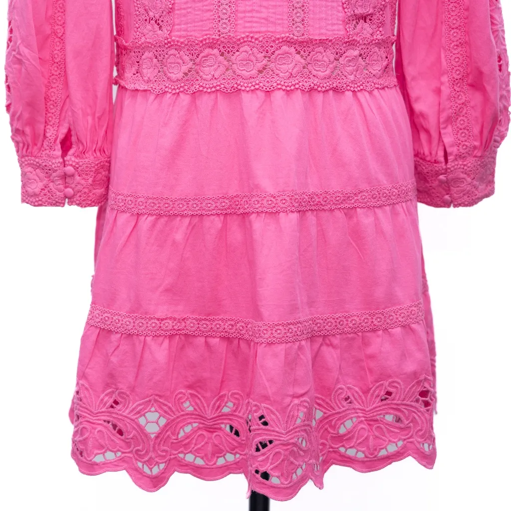 ALICE + OLIVIA. Clark Embroidered Tiered Dress. - Image 4