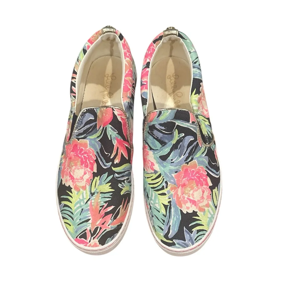 LILLY PULITZER JULIE TROPICOLADA HIGH TIDE PINK Floral Slip-On Sneaker Shoes 8.5 - Image 2