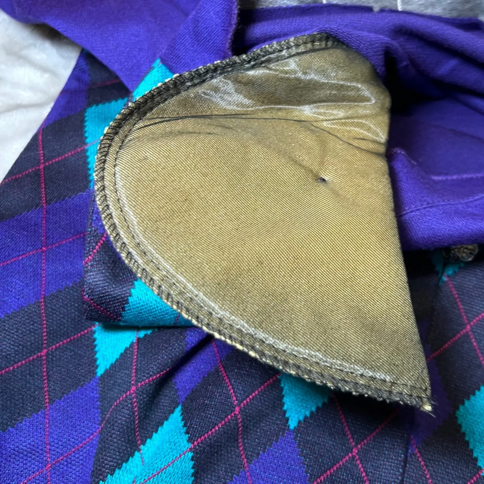 Alfred Dunner Knit Cardigan Sweater Womens Medium Purple Teal Argyle Casual Fall - Image 7