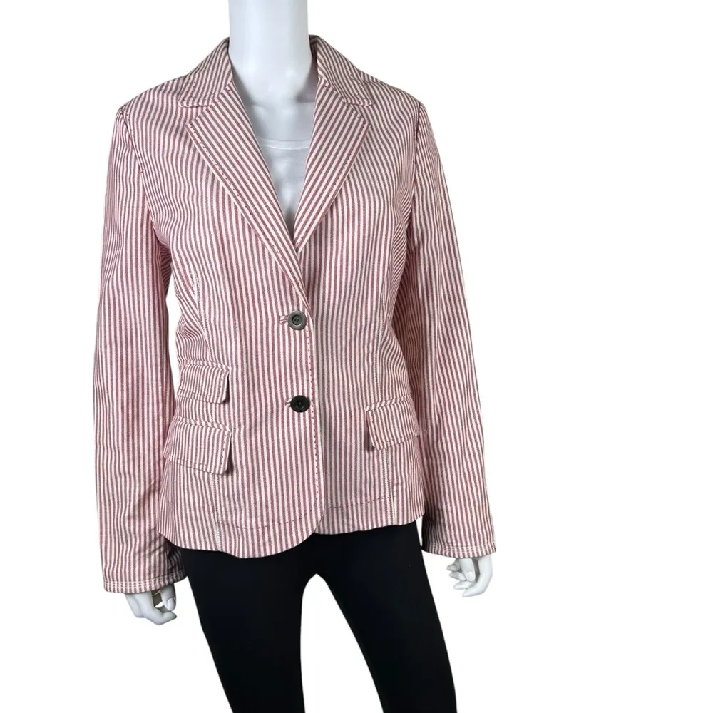 Tommy Hilfiger Red White Striped Nautical Blazer - Image 4
