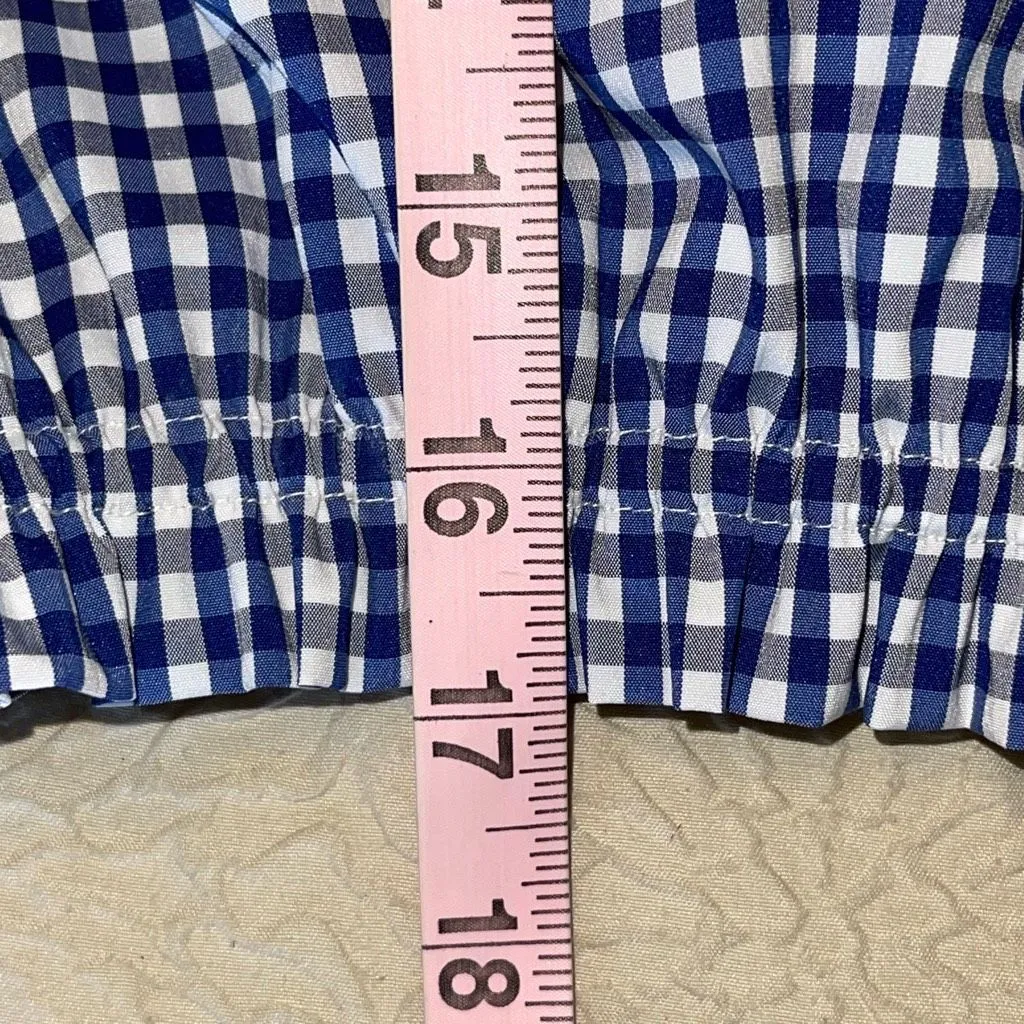 Antonio Melani Womens Gingham Wendy Puff Sleeve Crop Top Blue White Small‎ - Image 8