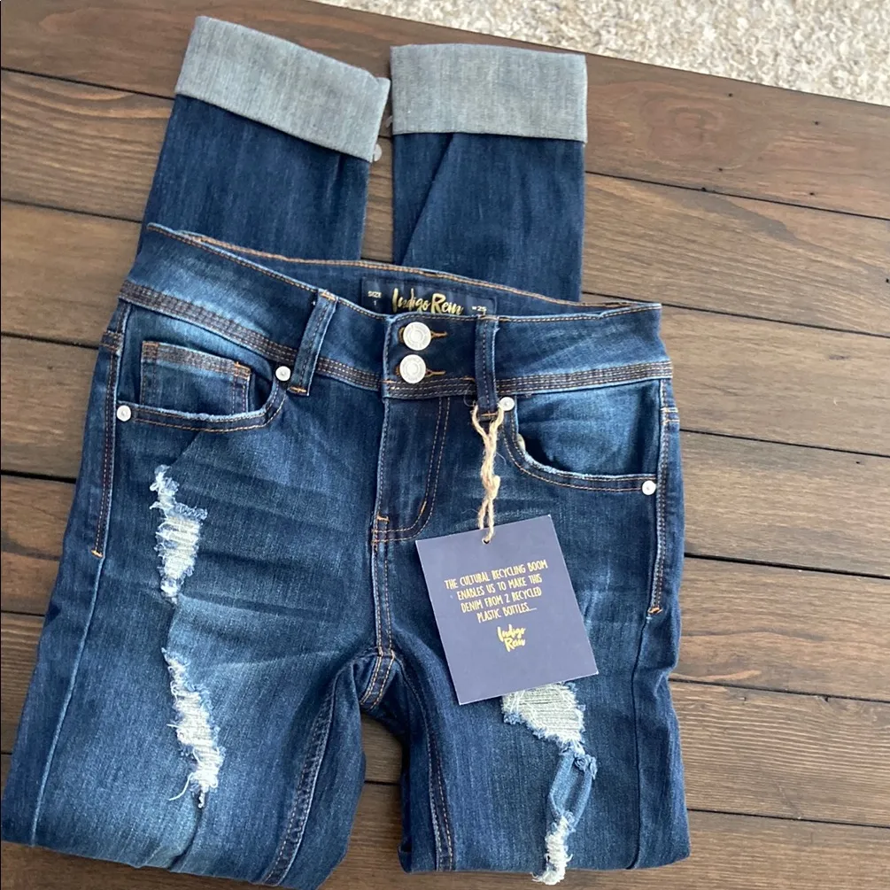 Indigo Rein Jeans Mid Rise Narrow Leg Above Ankle, Size 1 - Image 6