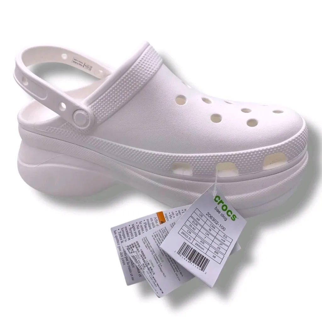 NEW Crocs Women's Classic Bae Clogs Platforms White Size 9W Ionic Comfort - Image 8