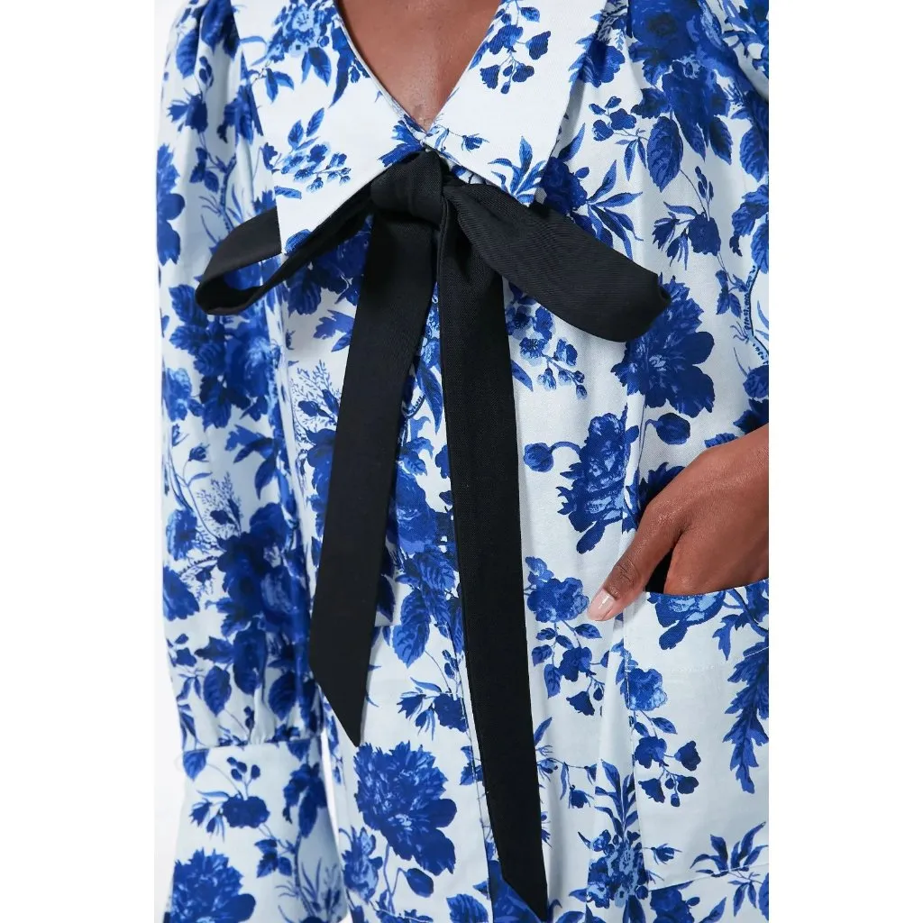 NWT Tuckernuck Bella in Sapphire Bloom Floral Cotton Bow Shift Dress L Blue Size L - Image 3
