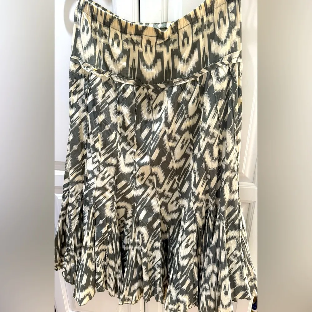 bohemian Geen and Tan strips flair skirt 6 Green Size undefined - Image 2