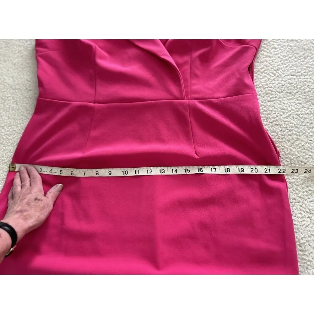 Donna Morgan Sleeveless V-Neck Wrap Crepe Sheath Dress Magenta Size 16 - Image 8