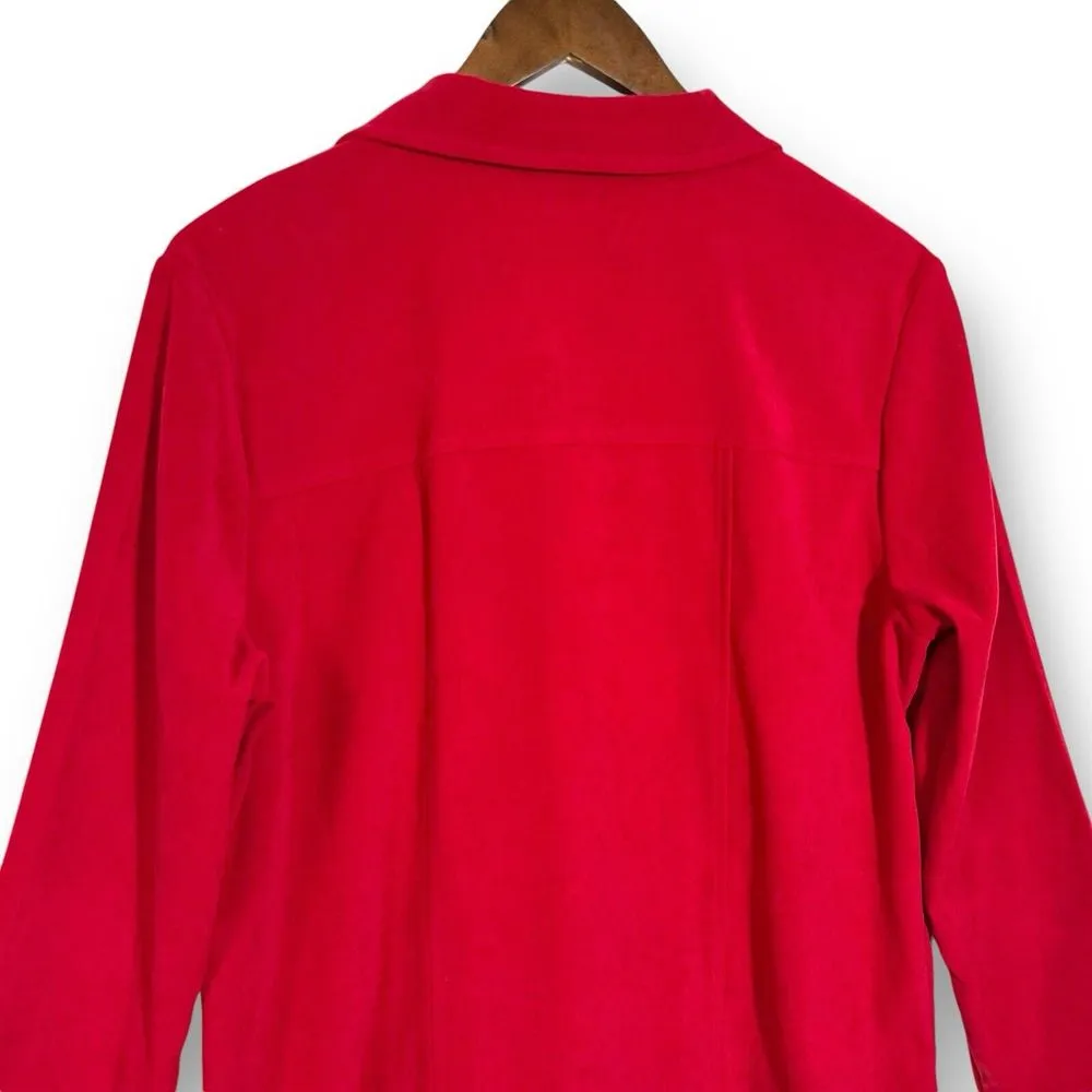 Sag Harbor Faux Suede Jacket | Petite Large | Velour Velvet | Classic Red - Image 5