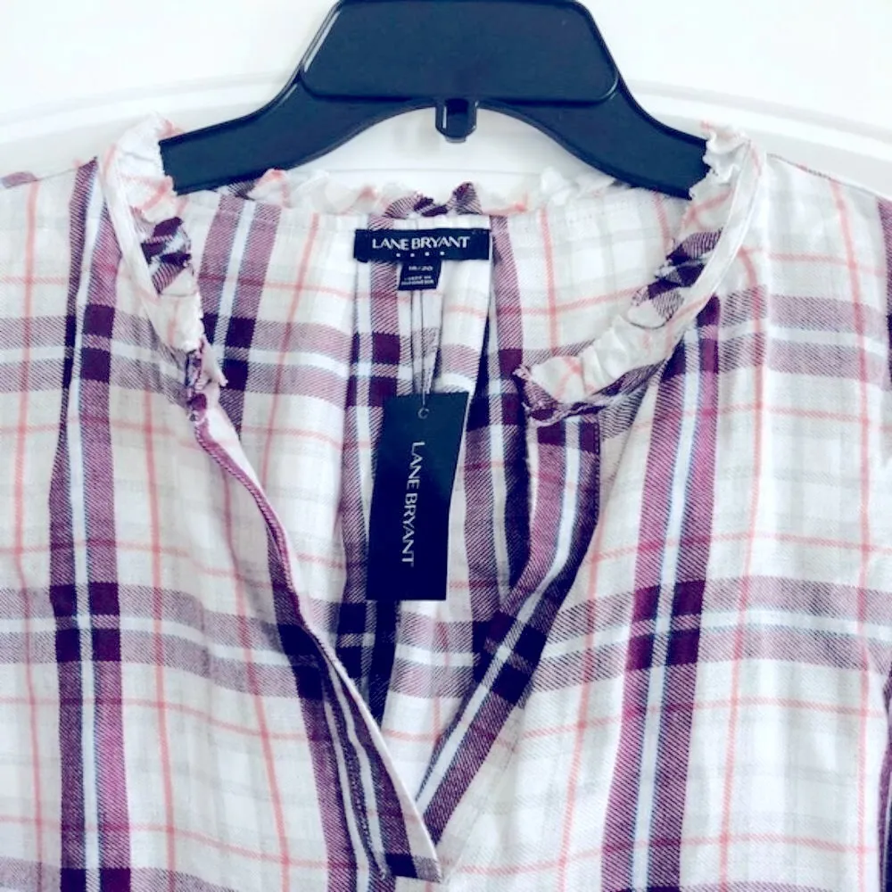 Lane Bryant Plaid Shark-Bite Top Plus Size 18/20 NWT - Image 5