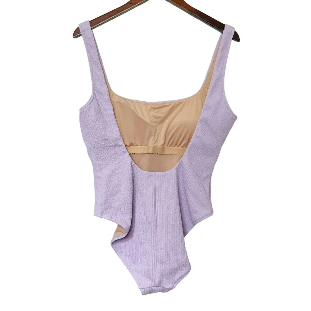 J Crew Swimsuit Purple Square Neck Textured One Piece Purple Womens Size 14 New - Image 5
