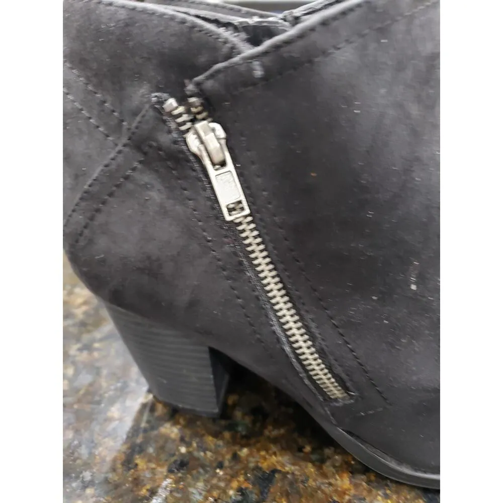 Ram Erica Ankle Boots Women's 8.5M Black Nubuck Round Toe Block Heel Side Zip Size 8.5 - Image 7