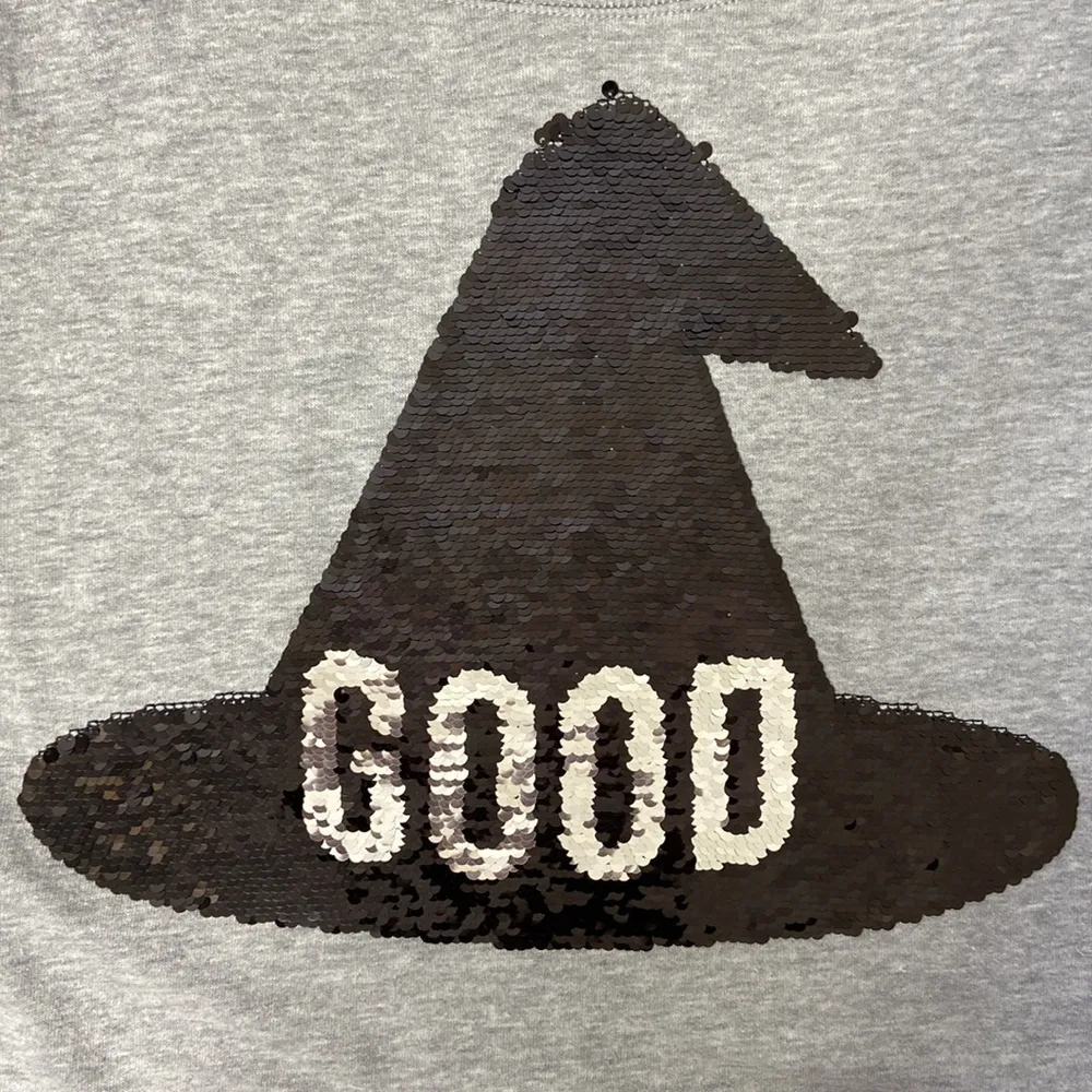 Zoe + Liv Womens Black & Grey Good Bad Flip Sequin Halloween Sweatshirt Size XXL - Image 7