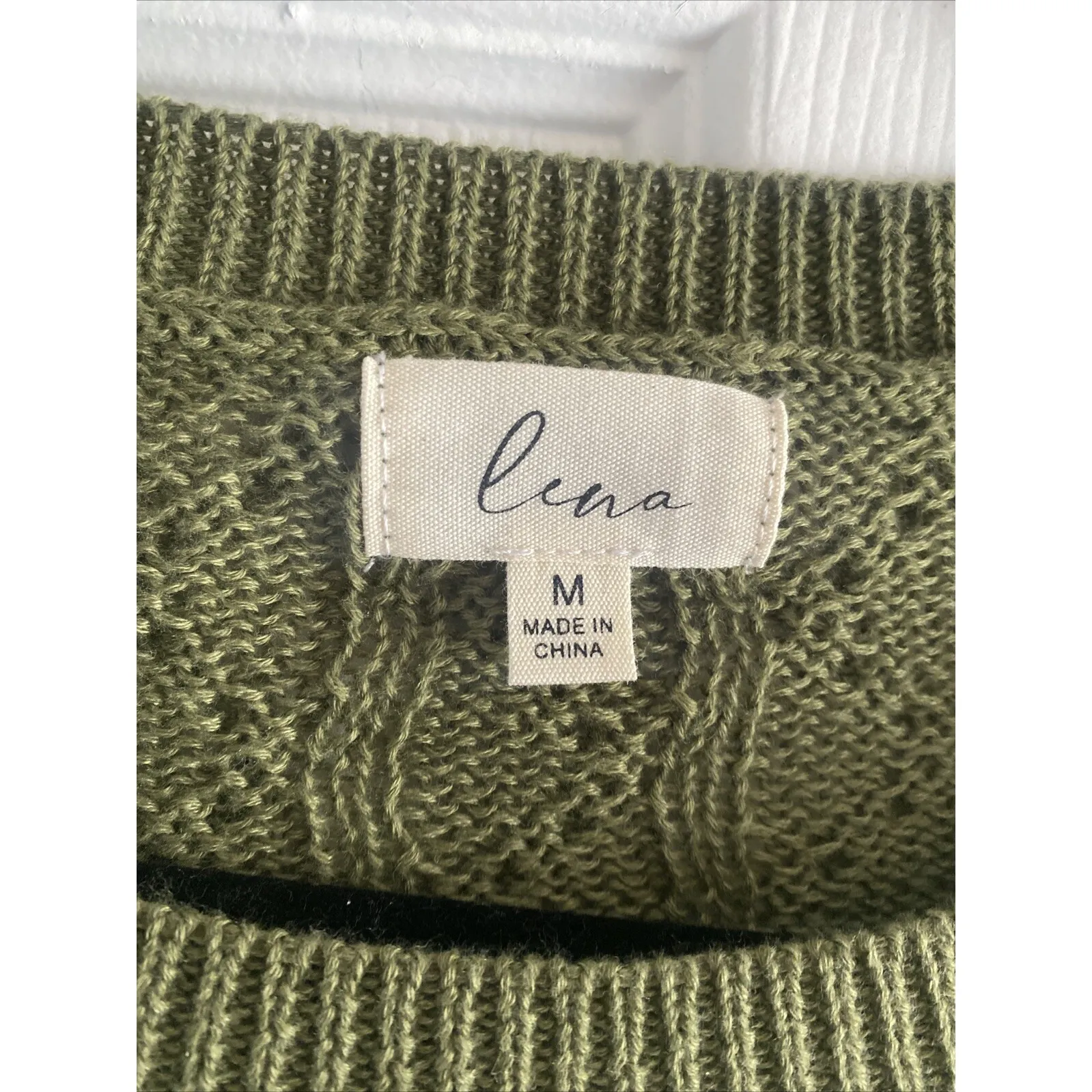 Lena Women's Medium Oversized Olive Green knit crop sweater Clean Girl Fall Cozy - Image 4