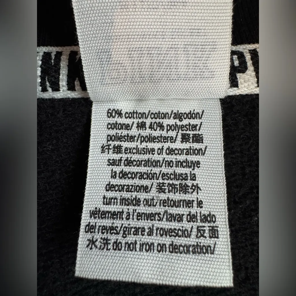 PINK Victoria's Secret Quarter Zip Rainbow Stripe Sleeve Sweatshirt Black Size M - Image 9