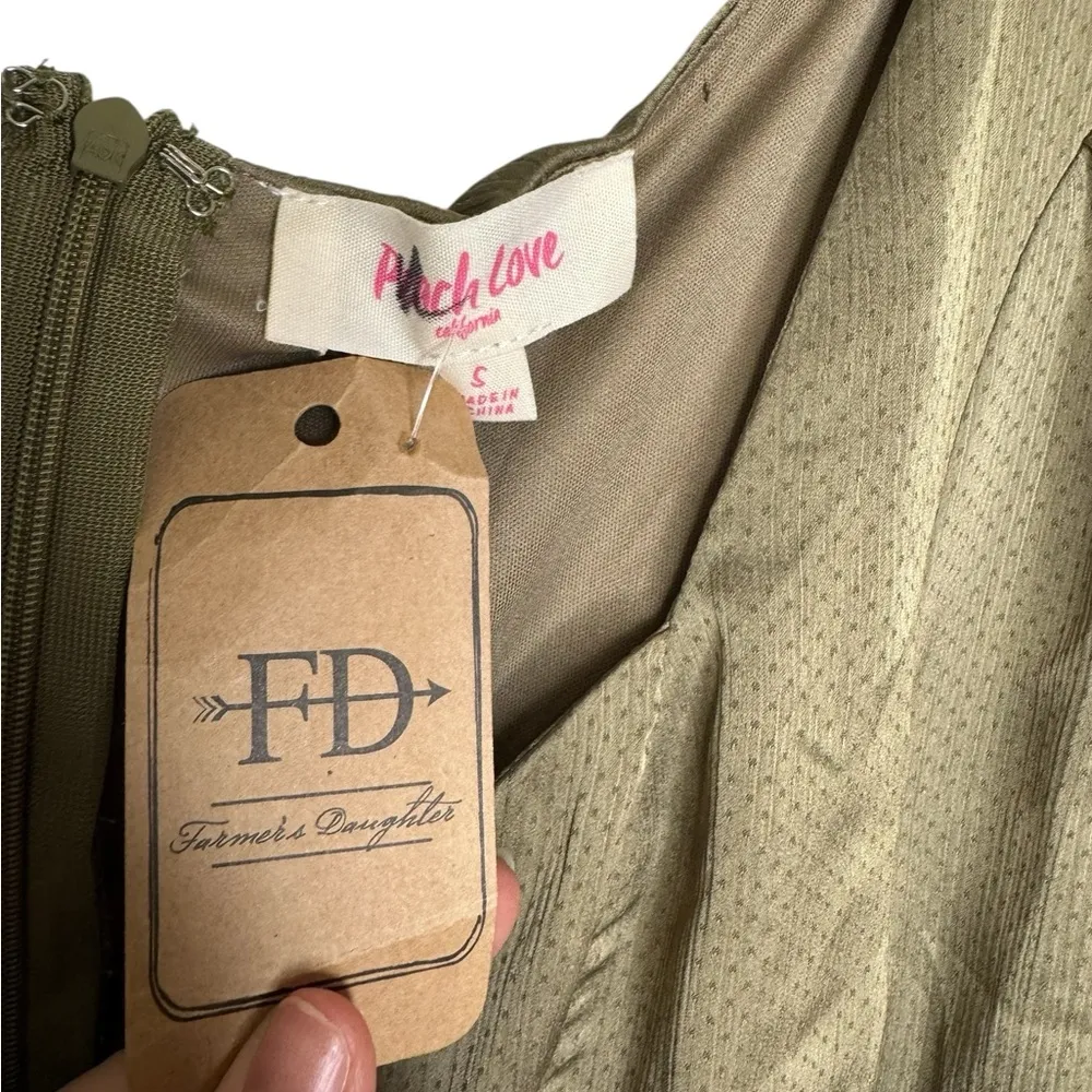 Peach Love Elegant Olive Green Dress - Image 4