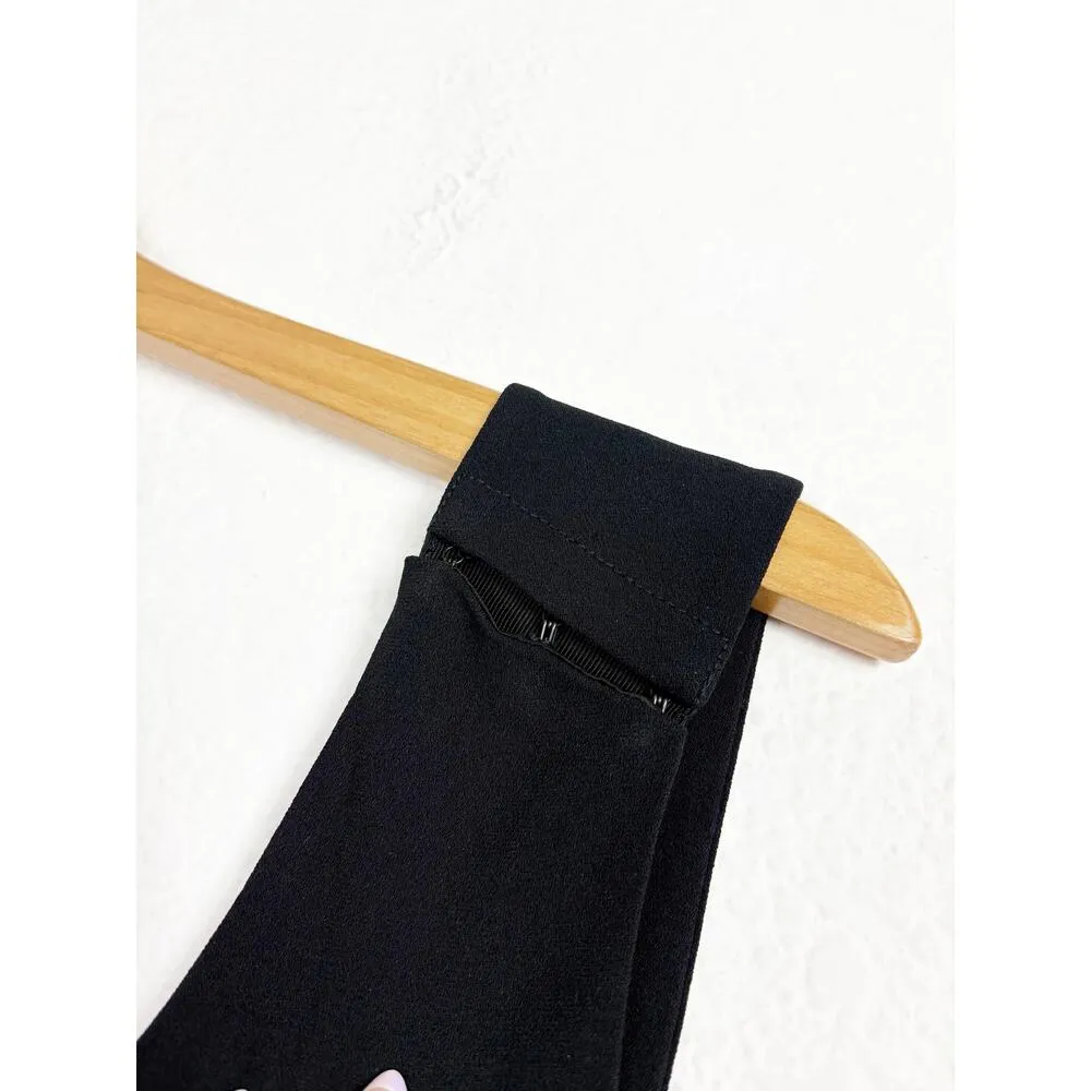 Theory X Back Jumpsuit Size 10 Black Crepe Cross Back Wide Leg Side Stripe - Image 8