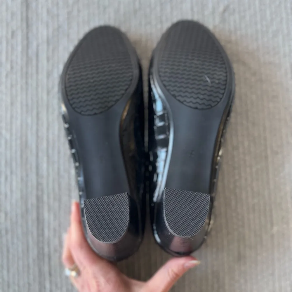 Abella Black Crocodile Patent Leather Block Heel Loafers Size 8 - Image 8