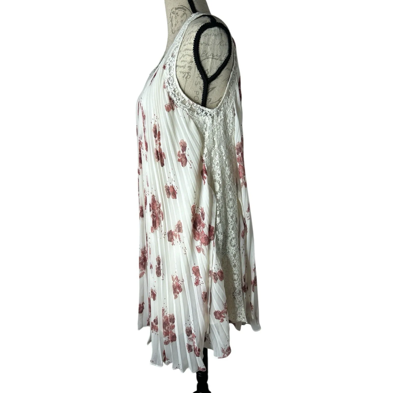 FREE PEOPLE Women's‎ Spring Accordion Pleat Chiffon Trapeze Dress Sz Small Boho - Image 3