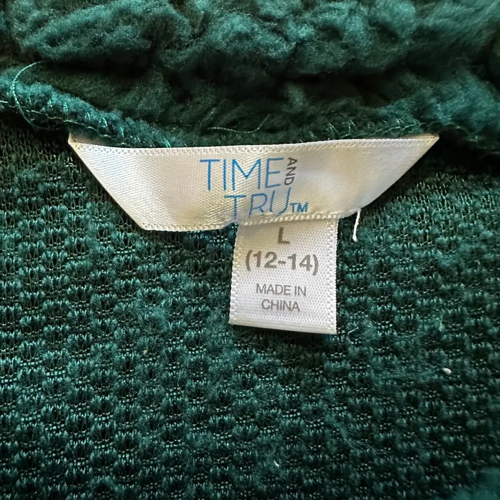 Time and Tru Green Fuzzy Fleece Sweater Sequin Fox Head Christmas Holiday Large - Image 14