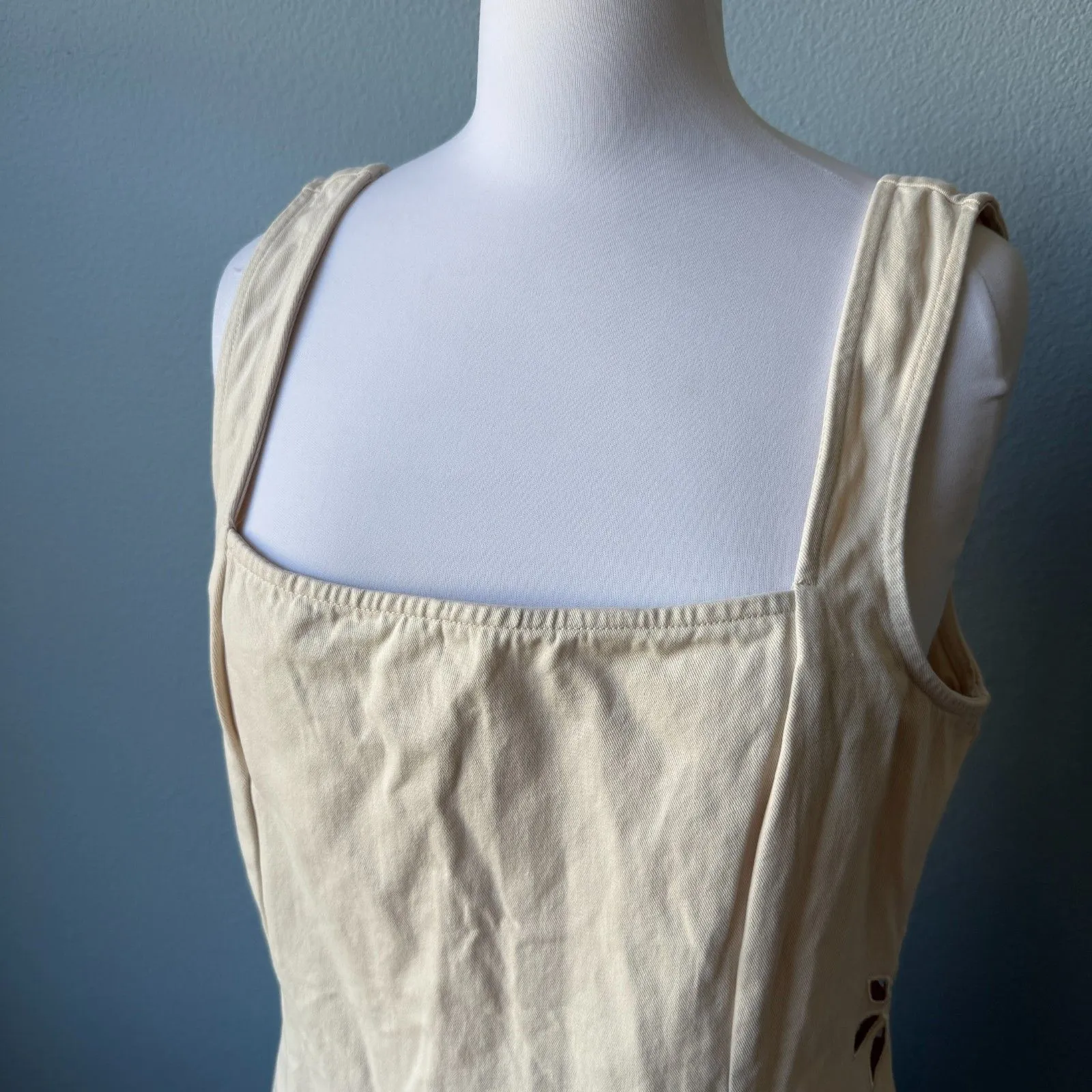 Lulus Daytime Delights Cream Cotton Twill Cutout Flower Mini Dress Size XL - Image 6