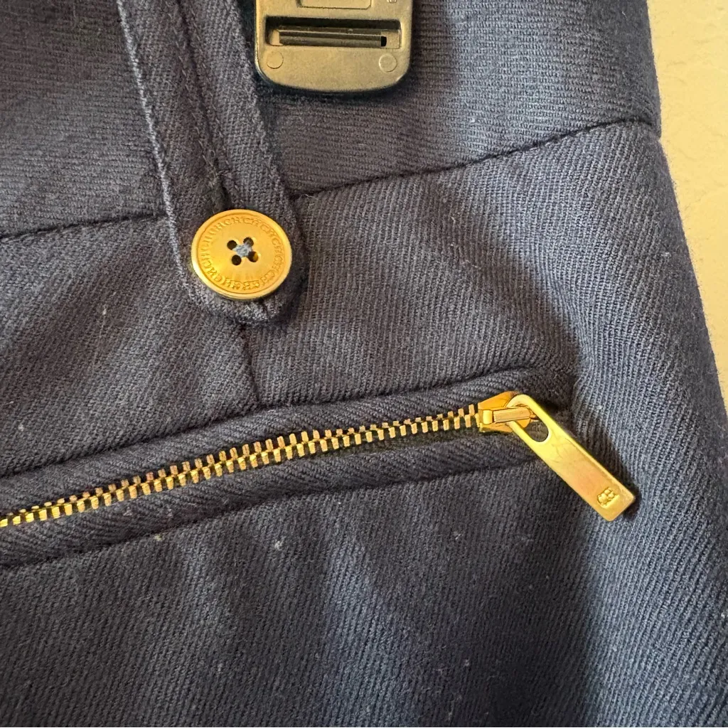 Carolina Herrera navy blue virgin fleece wool nautical crop pants size 4 - Image 16