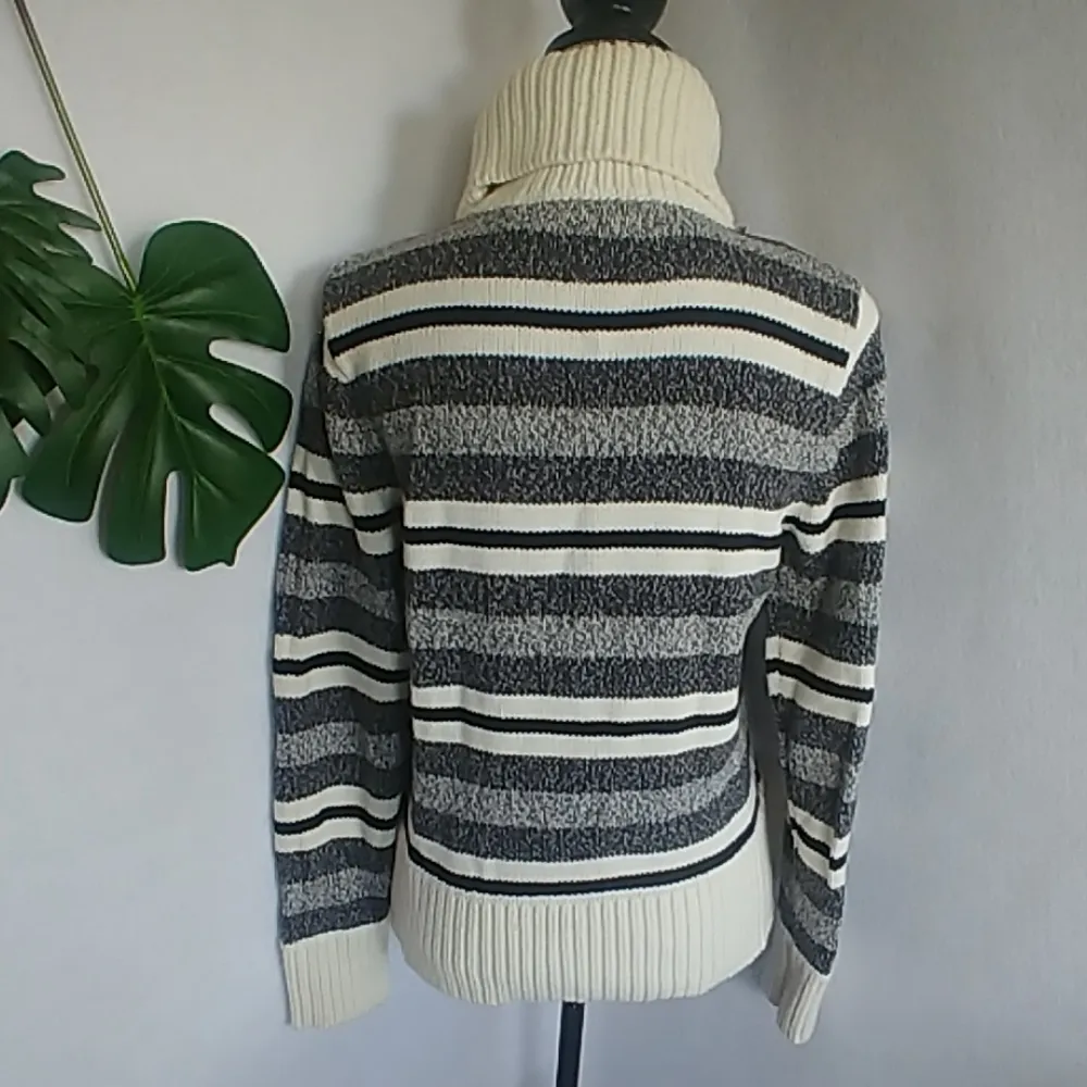Vtg Liz Claiborne Striped Turtleneck Sweater - Image 4