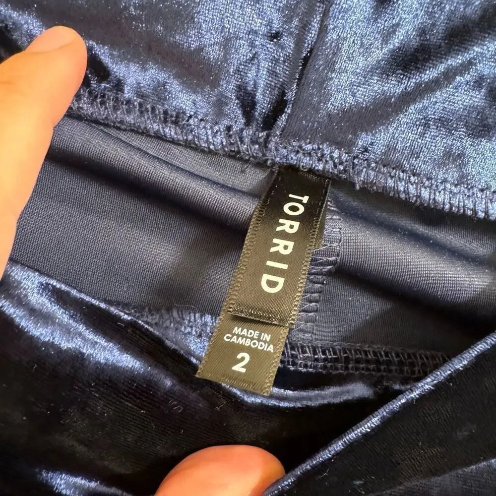 Torrid Navy Blue Crushed Velvet Signature Waist Leggings 2X NWT - Image 5
