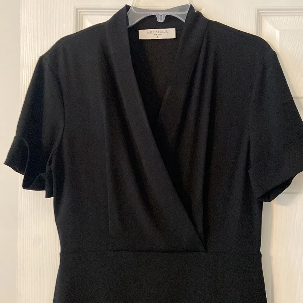MM Lafleur Black Sheath Midi Dress V-Neck Short Sleeve size 10 length 40” - Image 3