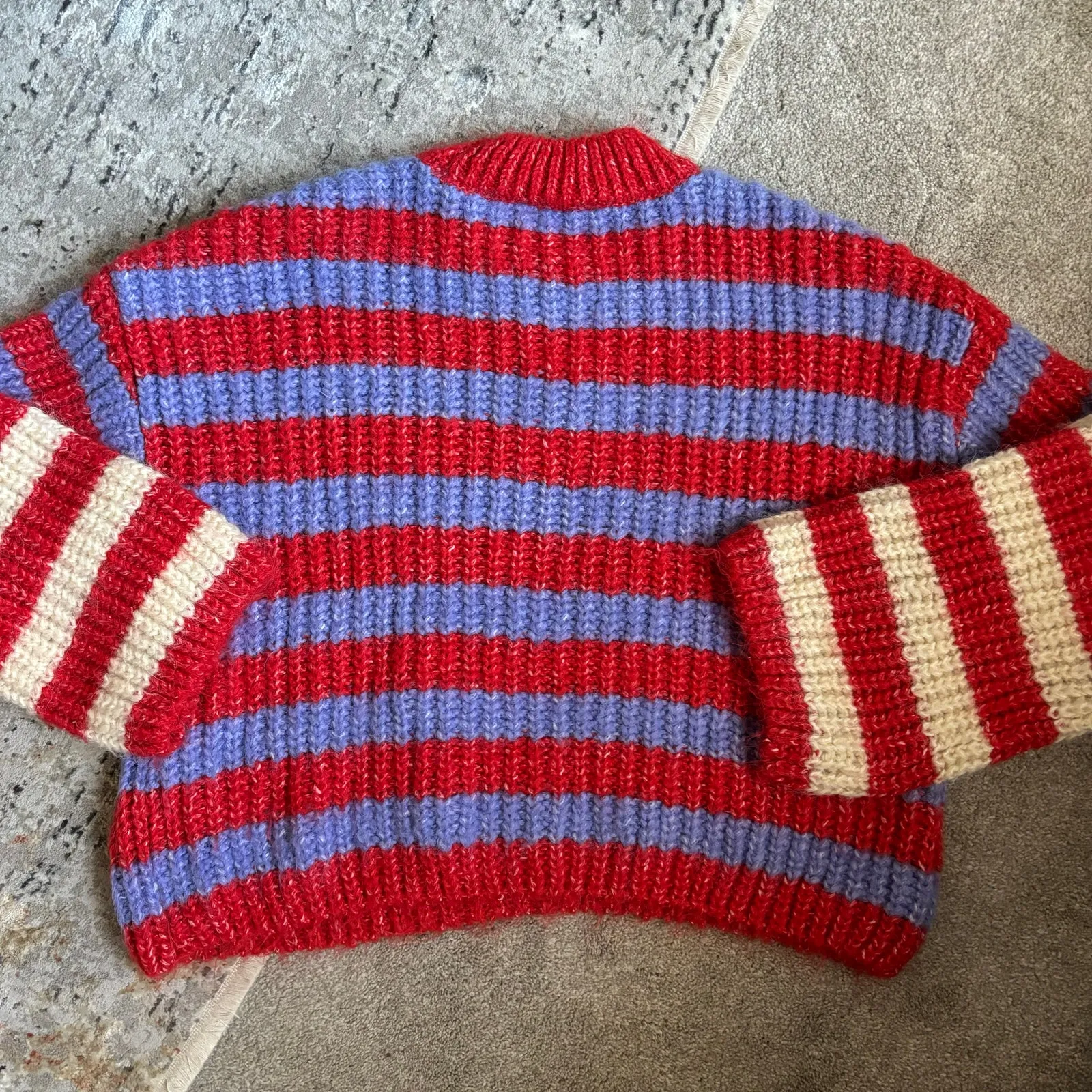 ZARA  Chunky Knit Striped Crewneck Sweater - Image 6