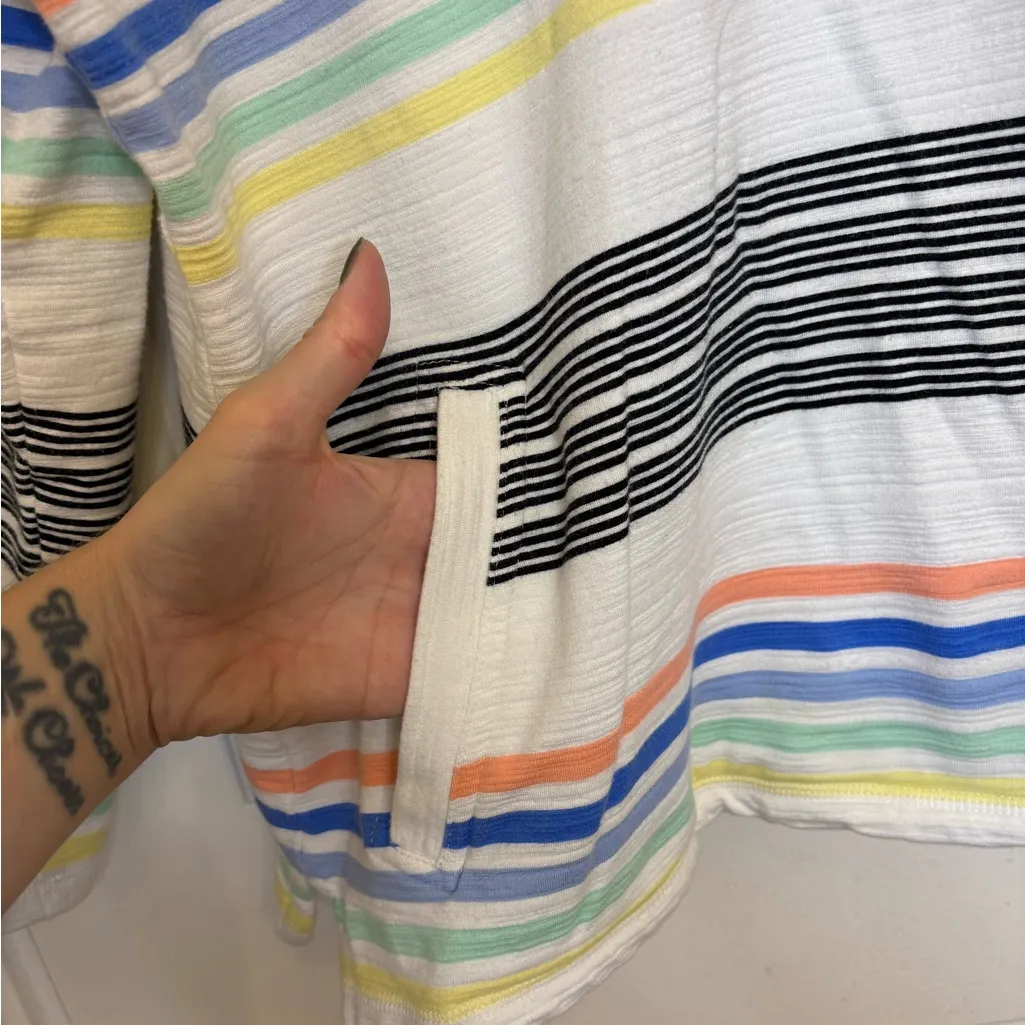 T by Talbots Striped Collared Pullover Top XL Petite UPF 50 Activewear Style - Image 5