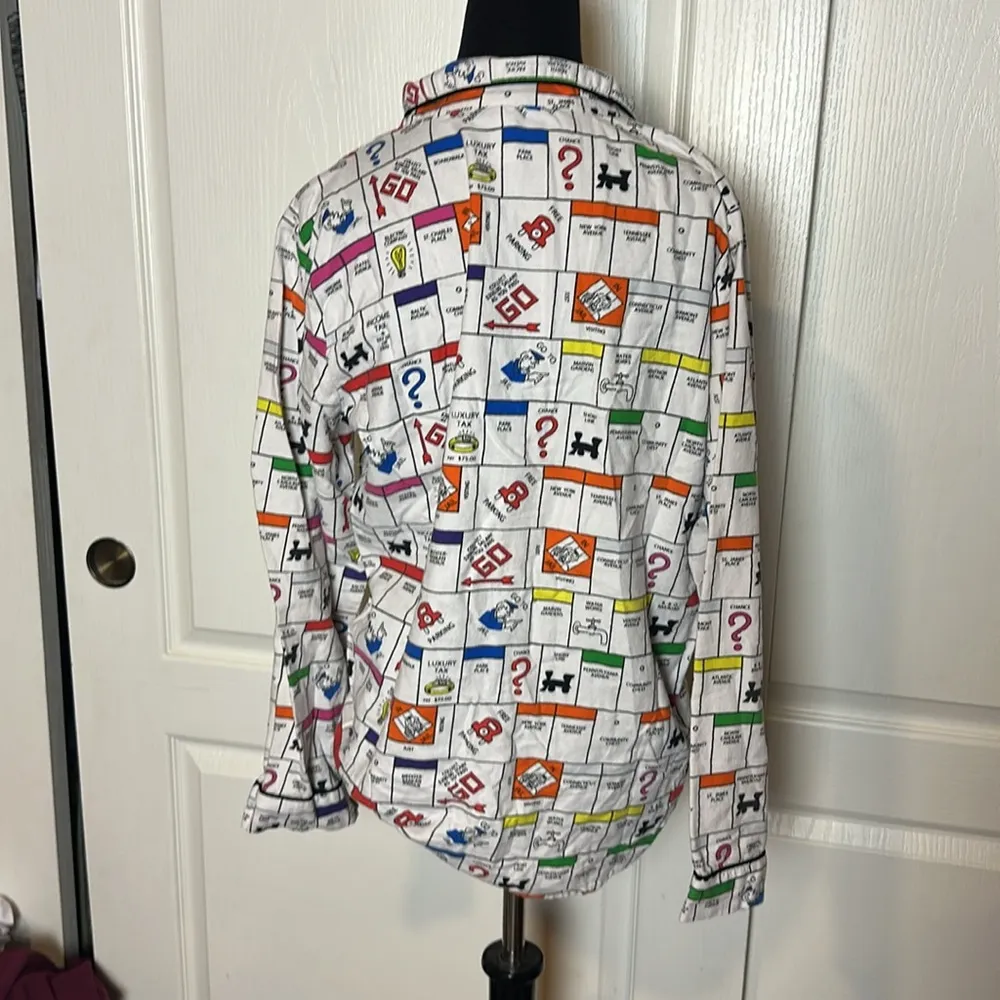 GAP MONOPOLY BOARD BUTTON UP PAJAMA TOP - Image 2