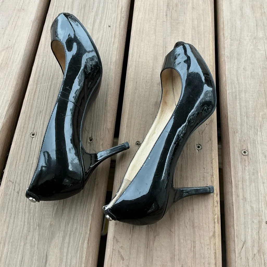 Michael Kors Elegant MK Black Peep-Toe Heels 🌹🌹 - Image 5