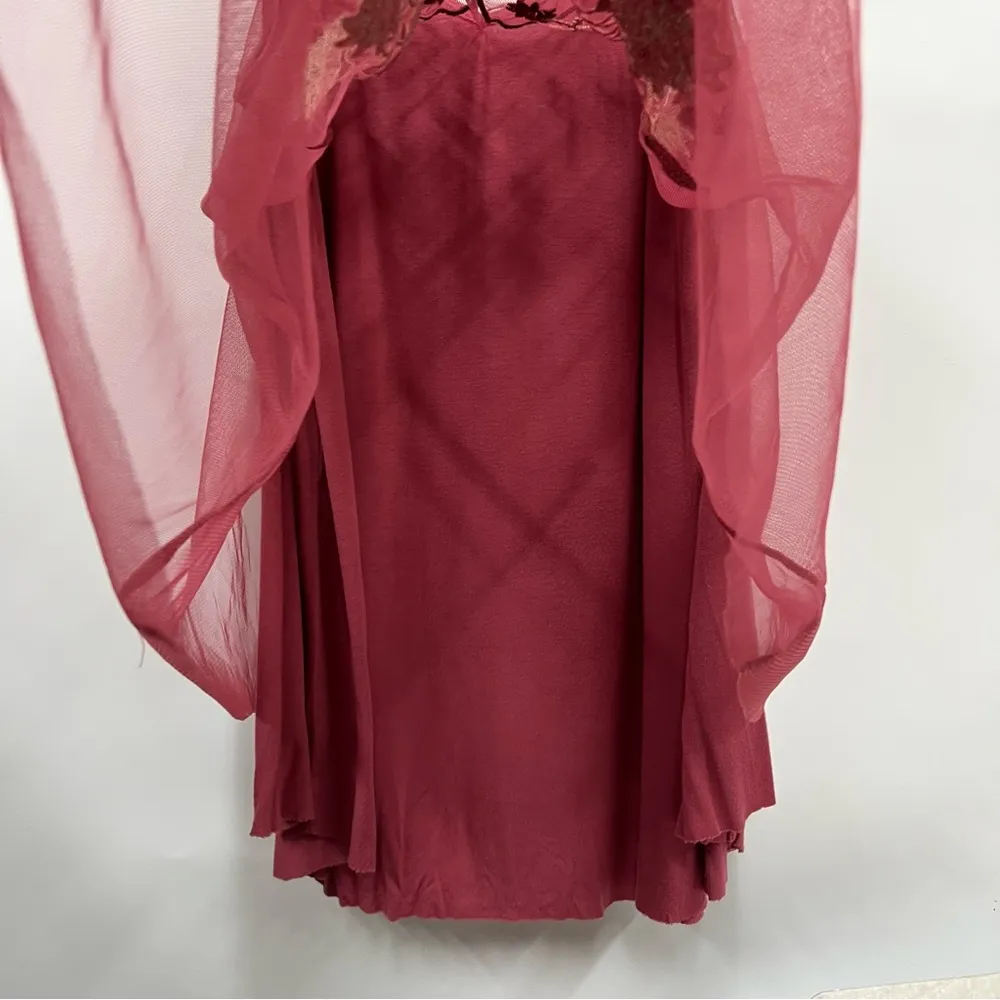 Embroidered mesh Floral Pink Women's Top xl strappy tank boho Y2K festival cami - Image 10