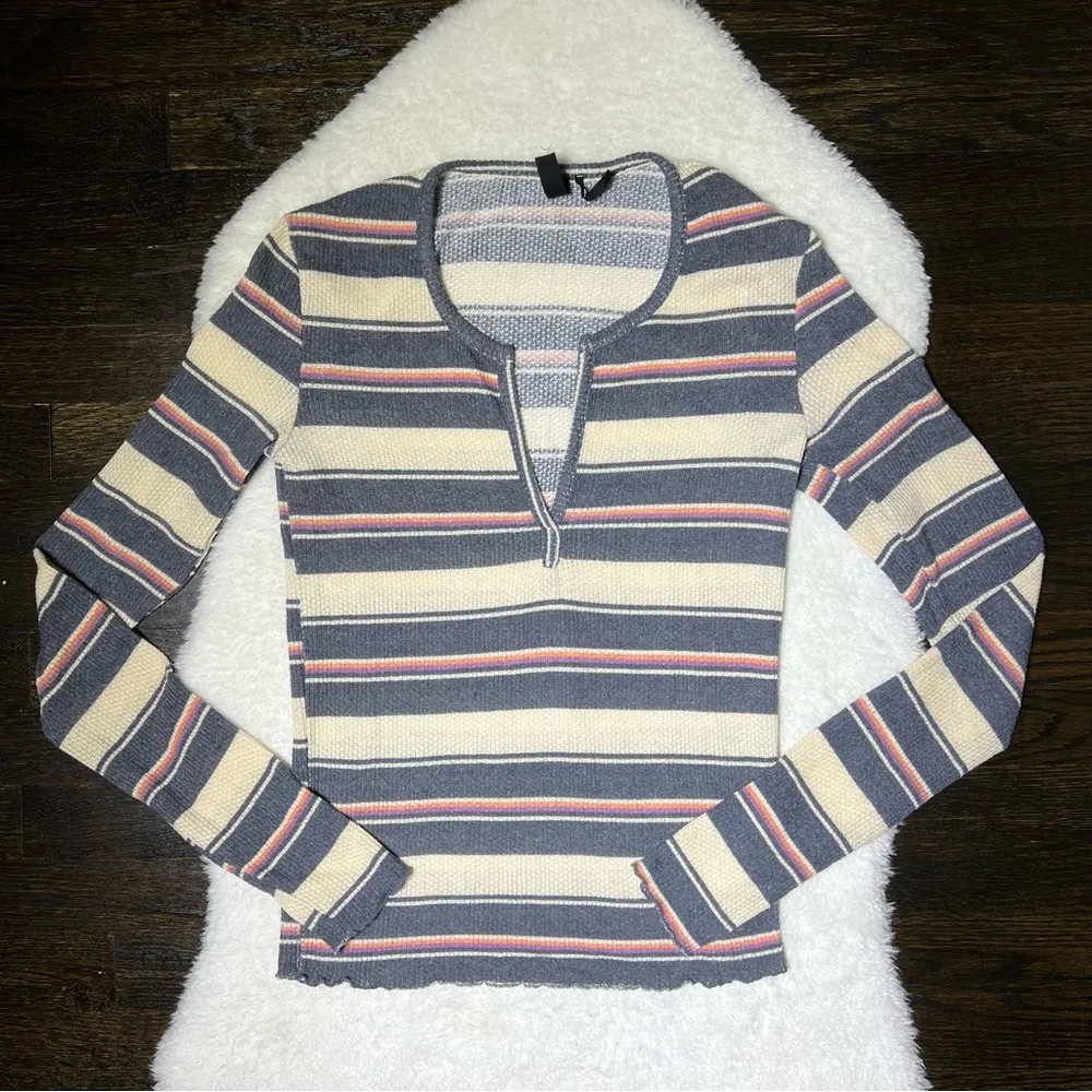 Urban Outfitters Out From Under Striped Knit Henley Top - Image 2