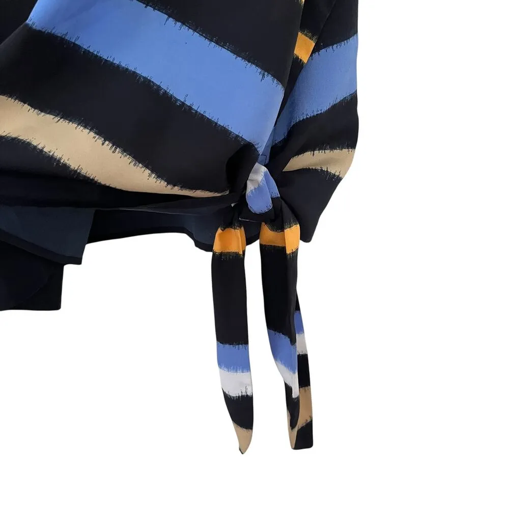 Michael Kors Navy Westcliff Striped Side Tie Dolman Short Sleeve Blouse Plus 3X - Image 5