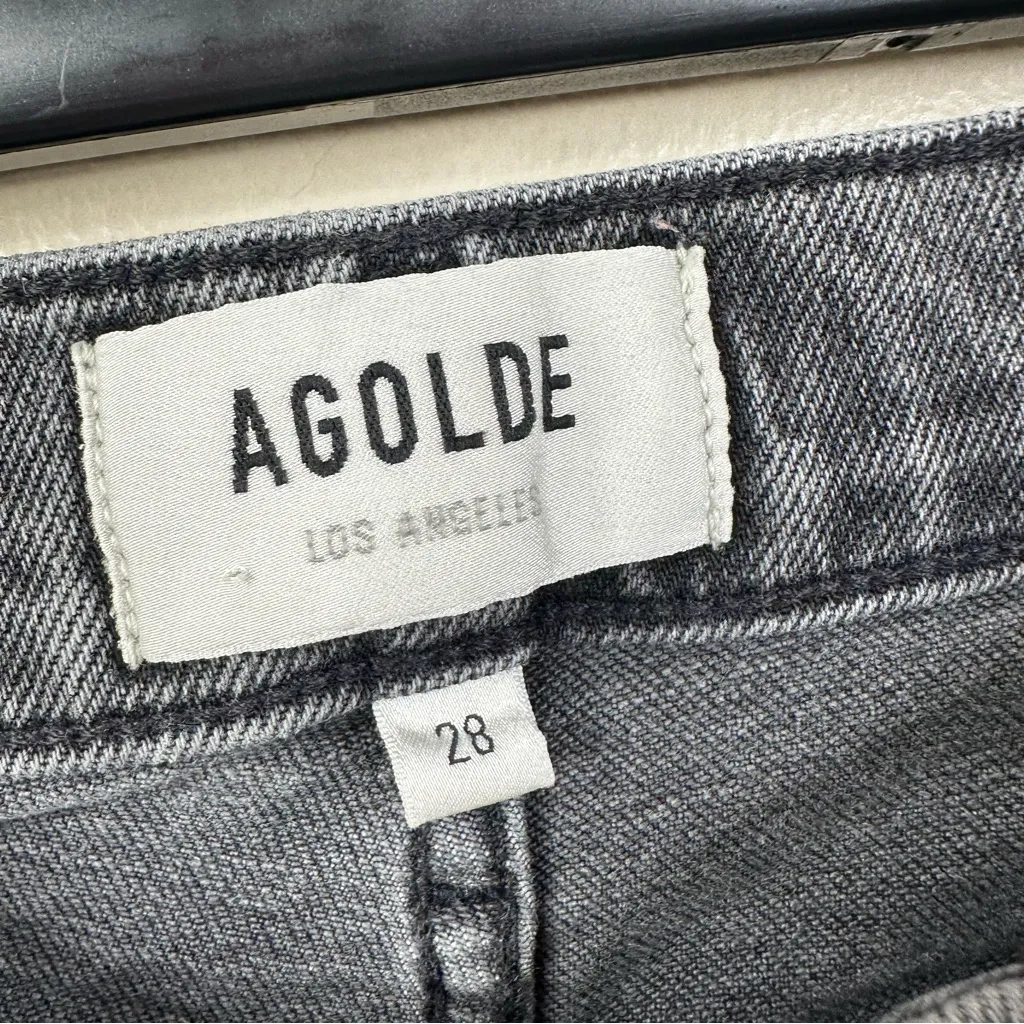 AGOLDE Toni Mid Rise Straight Leg Jeans Womens 28 Washed Black Organic Cotton - Image 5