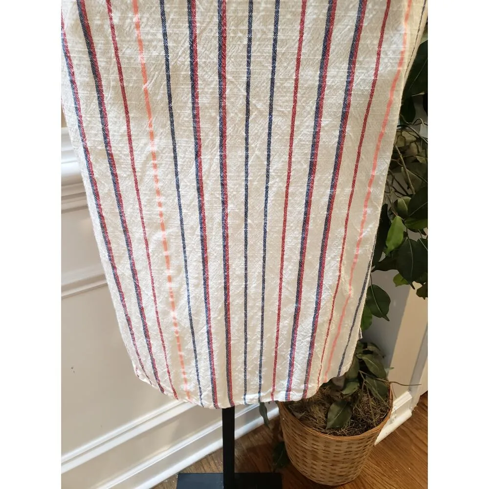 Sundry Shirt Dress Women's 0 White Striped Cotton Long Sleeve Keyhole Tie Front - Image 12