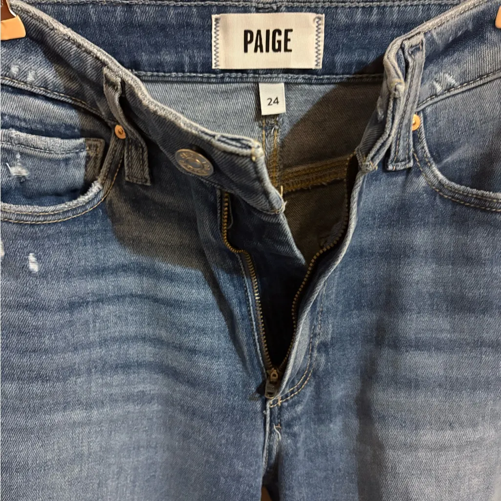 Paige Anessa Petite Wide Leg Jeans in Rock Show Distressed - Image 6