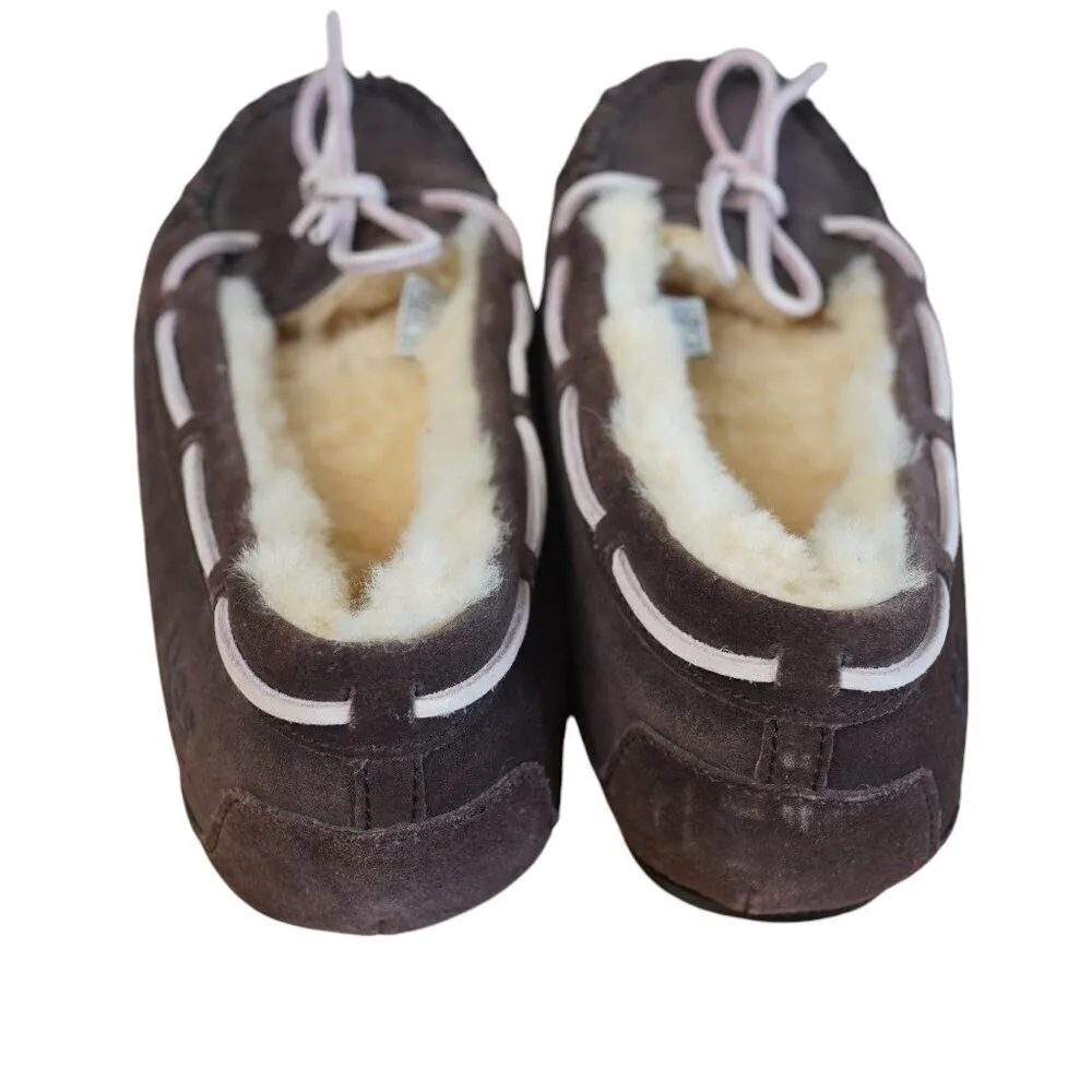 UGG Sheepskin Dakota Moccasin Slippers Womens Size 10 Brown/Pink‎ Slip-On - Image 3