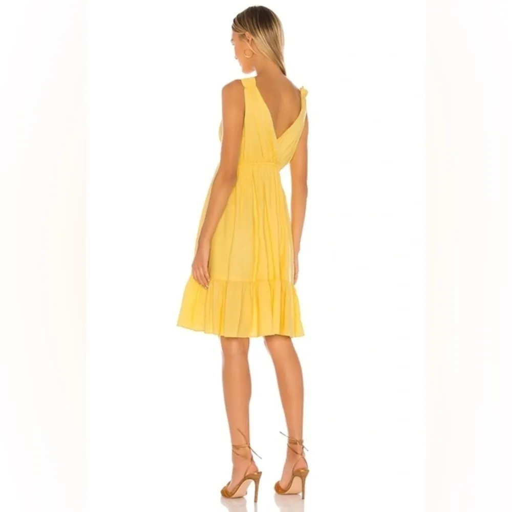 Revolve Majorelle Canary Yellow Ruffle Hem Slip Knee Length SunDress‎ Size XL - Image 2