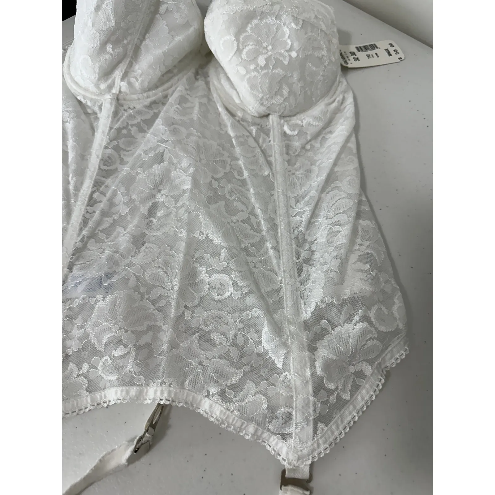 Goddess Corset Bra Women 32DDD NWT White Floral Lace Strapless Hook & Eye Size undefined - Image 3