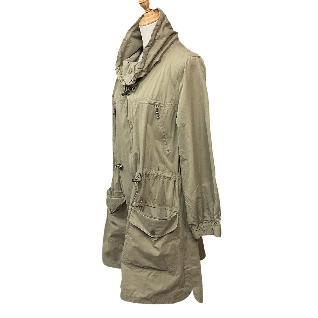 Lou & Grey Khaki Utility Drawstring Waist Roomy Trench Coat Jacket Women's M - Image 3